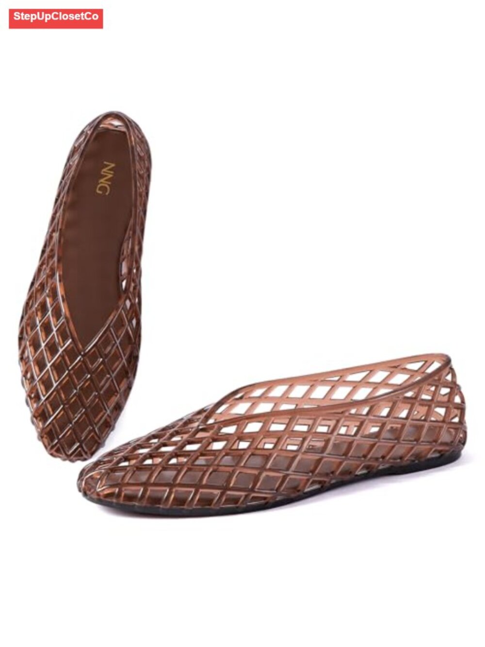 Women's Clear Jelly Mesh Ballet Flats Slip On Waterproof Beach Sandals
